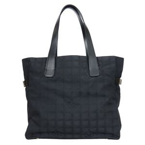 CHANEL Black Leather Logo Tote Bag